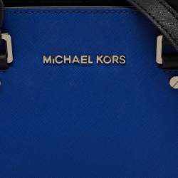 Pre Owned Michael Kors Black/ Blue Leather Selma Satchel