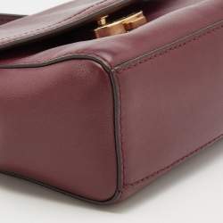 Pre Owned Michael Kors Burgundy Leather Ava Top Handle Bag
