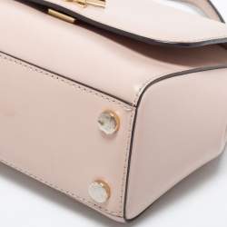 Pre Owned Michael Kors Light Pink Leather Small Mott Top Handle Bag