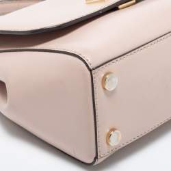 Pre Owned Michael Kors Light Pink Leather Small Mott Top Handle Bag