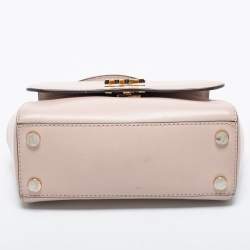 Pre Owned Michael Kors Light Pink Leather Small Mott Top Handle Bag