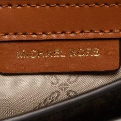 Michael Kors Brown Coated Canvas Leather Jet Set Shoulder Bag