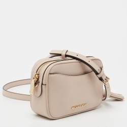 Pre Owned Michael Kors Beige Leather Small Ginny Camera Crossbody Bag