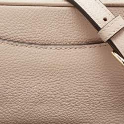 Pre Owned Michael Kors Beige Leather Small Ginny Camera Crossbody Bag