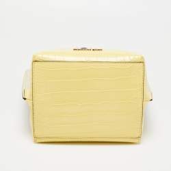 Pre Owned Michael Kors Beige/Yellow Canvas and Leather Small Emilia Bucket Bag