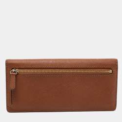 Pre Owned Michael Kors Brown Leather Continental  Wallet