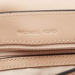 Pre Owned Michael Kors Black/Peach Printed Leather Medium Sloan Shoulder Bag