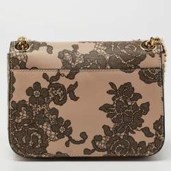 Pre Owned Michael Kors Black/Peach Printed Leather Medium Sloan Shoulder Bag