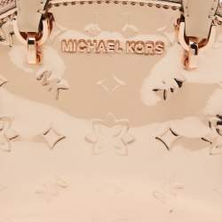 Pre Owned Michael Kors Rose Gold Patent and Leather Extra Small Emmy Dome Satchel