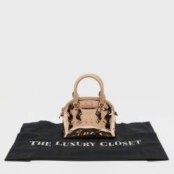 Pre Owned Michael Kors Rose Gold Patent and Leather Extra Small Emmy Dome Satchel