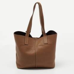 Pre Owned Michael Kors Brown Grained Leather Medium Tote
