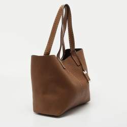 Pre Owned Michael Kors Brown Grained Leather Medium Tote
