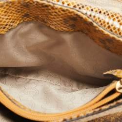 Pre Owned Michael Kors Yellow Python Embossed Leather Fulton Shoulder Bag