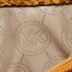 Pre Owned Michael Kors Yellow Python Embossed Leather Fulton Shoulder Bag