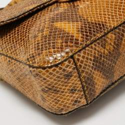 Pre Owned Michael Kors Yellow Python Embossed Leather Fulton Shoulder Bag