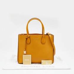 Pre Owned Michael Kors Yellow Leather Large Mercer Tote