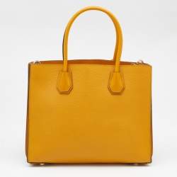 Pre Owned Michael Kors Yellow Leather Large Mercer Tote