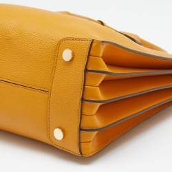 Pre Owned Michael Kors Yellow Leather Large Mercer Tote