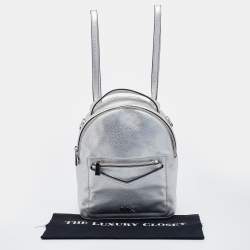 Pre Owned Michael Kors Silver Leather Jessa Convertible Backpack