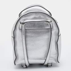 Pre Owned Michael Kors Silver Leather Jessa Convertible Backpack