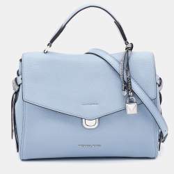 Pre Owned Michael Kors Pale Blue Leather Bristol Medium Top Handle Bag