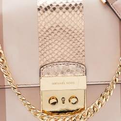 Pre Owned Michael Kors Beige Striped Leather Sloan Shoulder Bag