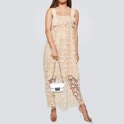 Pre Owned Michael Kors Silver Lizard Embossed Leather Small Sloan Shoulder Bag