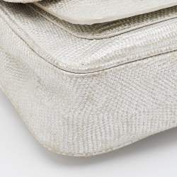 Pre Owned Michael Kors Silver Lizard Embossed Leather Small Sloan Shoulder Bag