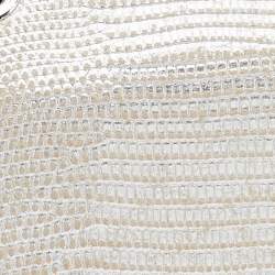 Pre Owned Michael Kors Silver Lizard Embossed Leather Small Sloan Shoulder Bag