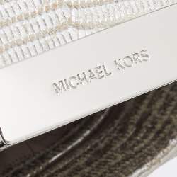 Pre Owned Michael Kors Silver Lizard Embossed Leather Small Sloan Shoulder Bag