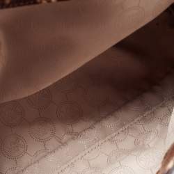 Pre Owned Michael Kors Beige/Brown Python Embossed  Leather Bleecker Top Handle Bag