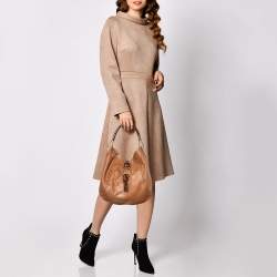 Pre Owned Michael Kors Brown Leather Braided Handle Hobo