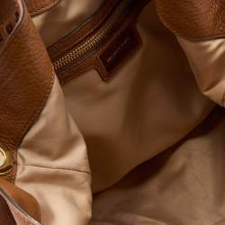 Pre Owned Michael Kors Brown Leather Braided Handle Hobo
