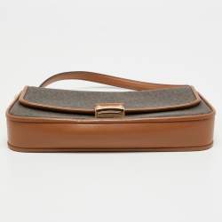 Pre Owned Michael Kors Brown Signature Coated Canvas and Leather Small Bradshaw Shoulder Bag