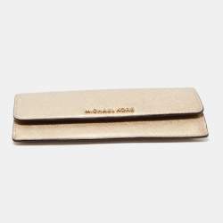 Pre Owned Michael Kors MetallicGold Leather Jet Set Wallet