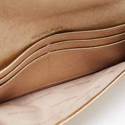 Pre Owned Michael Kors MetallicGold Leather Jet Set Wallet