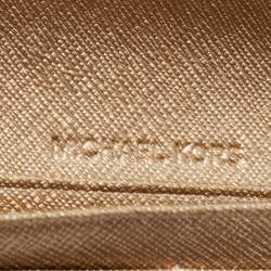 Pre Owned Michael Kors MetallicGold Leather Jet Set Wallet