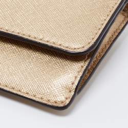 Pre Owned Michael Kors MetallicGold Leather Jet Set Wallet