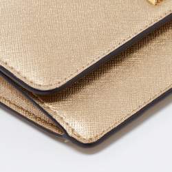Pre Owned Michael Kors MetallicGold Leather Jet Set Wallet