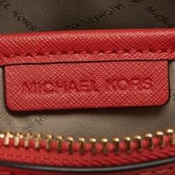 Pre Owned Michael Kors Coral Orange Saffiano Leather Jet Set Camera Crossbody Bag
