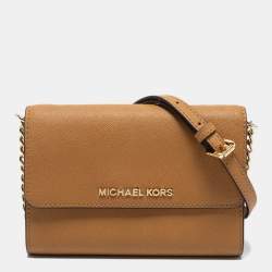 مملوكة مسبقًا Michael Kors Tan Saffiano Leather Jet Set Phone Crossbody Bag