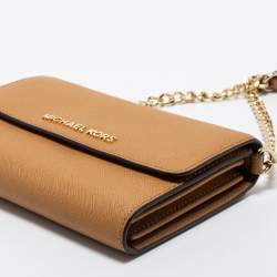 مملوكة مسبقًا Michael Kors Tan Saffiano Leather Jet Set Phone Crossbody Bag