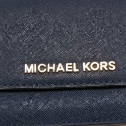 Pre Owned Michael Kors Blue Leather Jet Set Travel Wallet