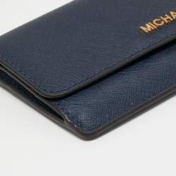 Pre Owned Michael Kors Blue Leather Jet Set Travel Wallet
