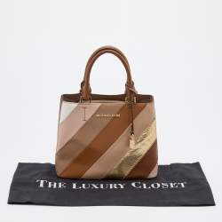 Pre Owned Michael Kors Multicolor Striped Leather and Python Embossed Leather Adele Tote