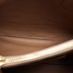 Pre Owned حقيبة يد مايكل كورس ميرسر جلد وكانفاس مقوى بيضاء / بنية فاتحة بشعار صغيرة 