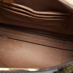 Pre Owned حقيبة يد مايكل كورس ميرسر جلد وكانفاس مقوى بيضاء / بنية فاتحة بشعار صغيرة 