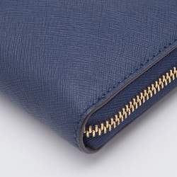 مملوكة مسبقًا Michael Kors Navy Blue Saffiano Leather Zip Around Wallet