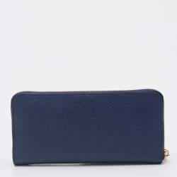 مملوكة مسبقًا Michael Kors Navy Blue Saffiano Leather Zip Around Wallet