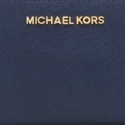 مملوكة مسبقًا Michael Kors Navy Blue Saffiano Leather Zip Around Wallet